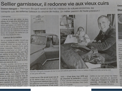 Ouest France &quot;HB Cuirs redonne vie aux vieux Cuirs&quot;